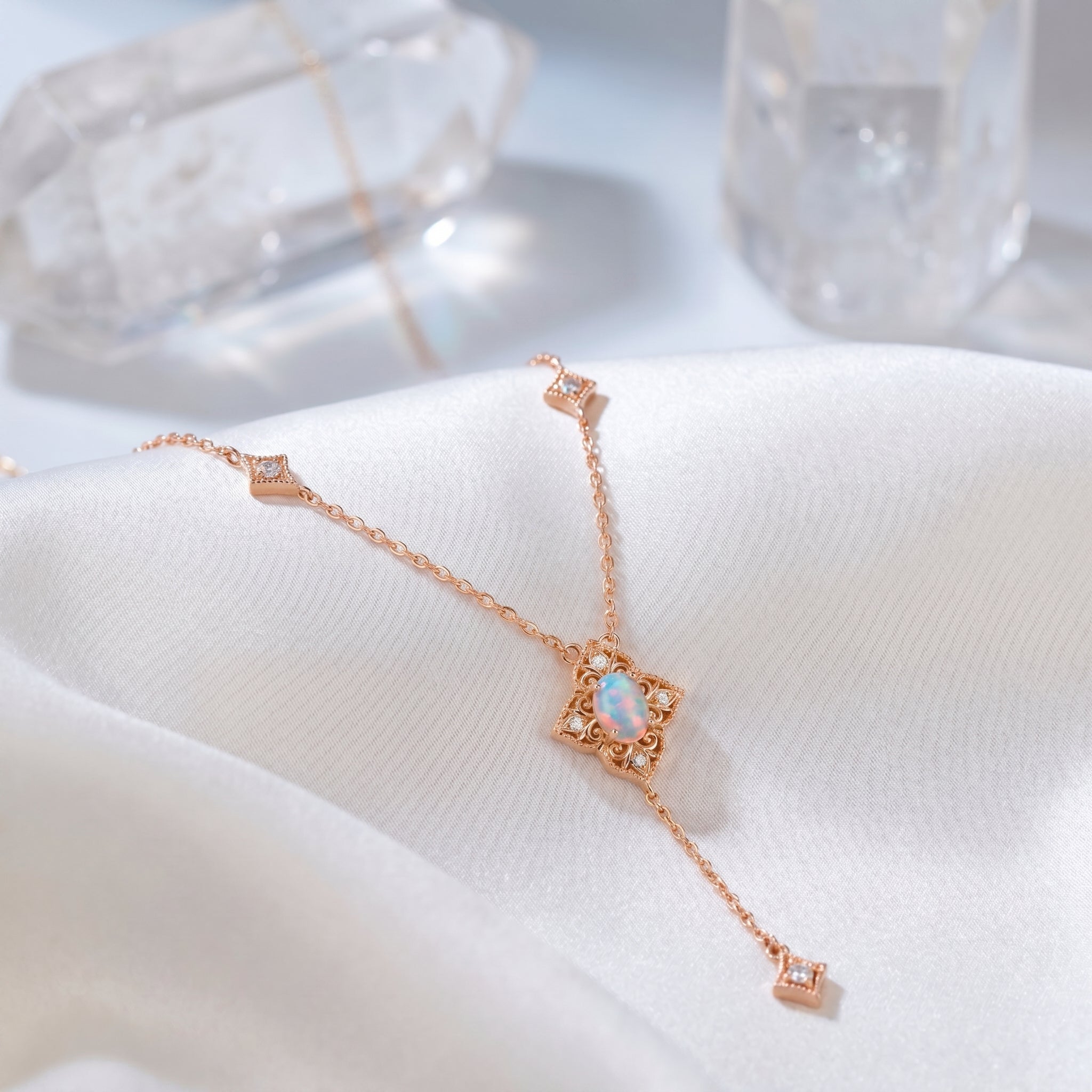 the-larielle-drop-necklace in rose gold finish