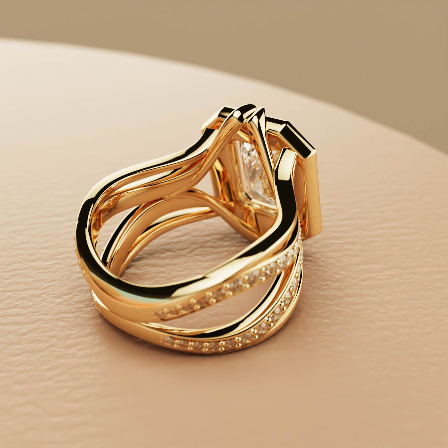 Éclat Élyséen : Bague Diamant Taille Émeraude - Vermeil Or 18K