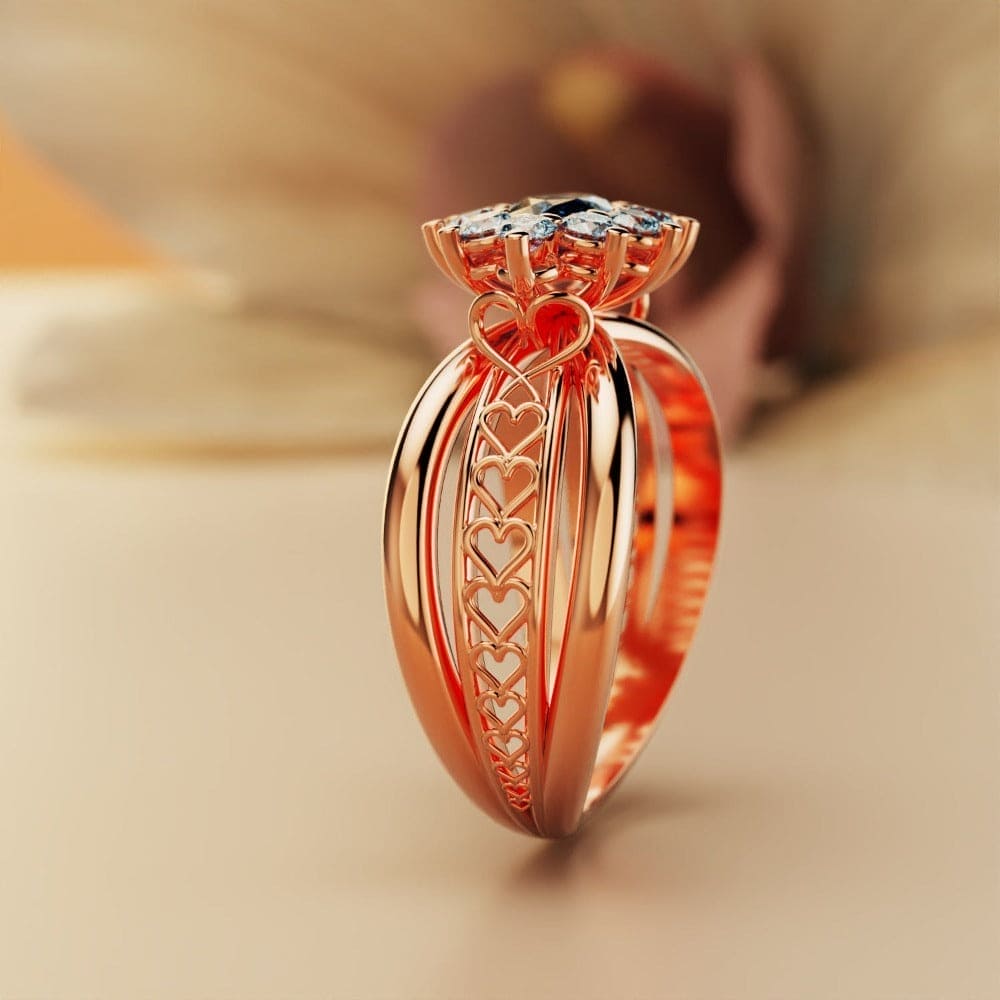 Marquise Brilliance : Bague grappe de pierres précieuses - Vermeil or rose 18 carats