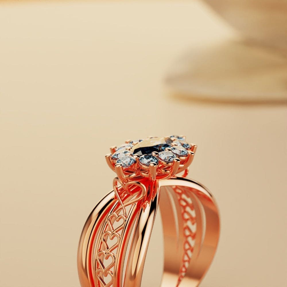 Marquise Brilliance : Bague grappe de pierres précieuses - Vermeil or rose 18 carats