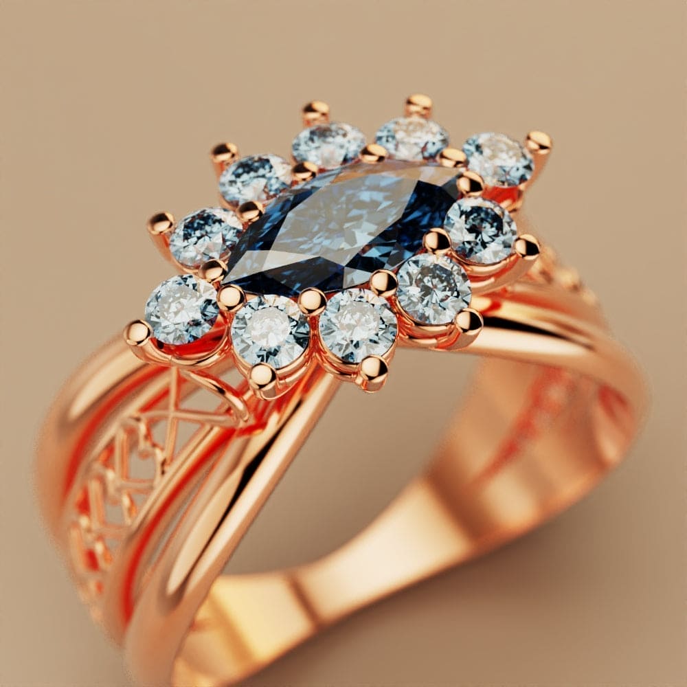 Marquise Brilliance: Gem Cluster Ring - 18K Rose Gold Vermeil