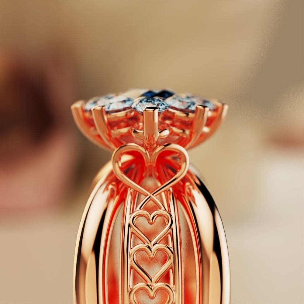 Marquise Brilliance : Bague grappe de pierres précieuses - Vermeil or rose 18 carats