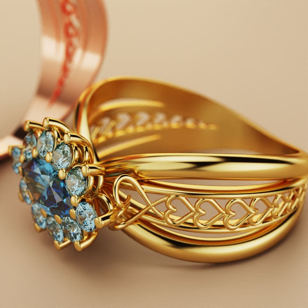Marquise Éclat: Bague Grappe de Gemmes - Vermeil Or 18K
