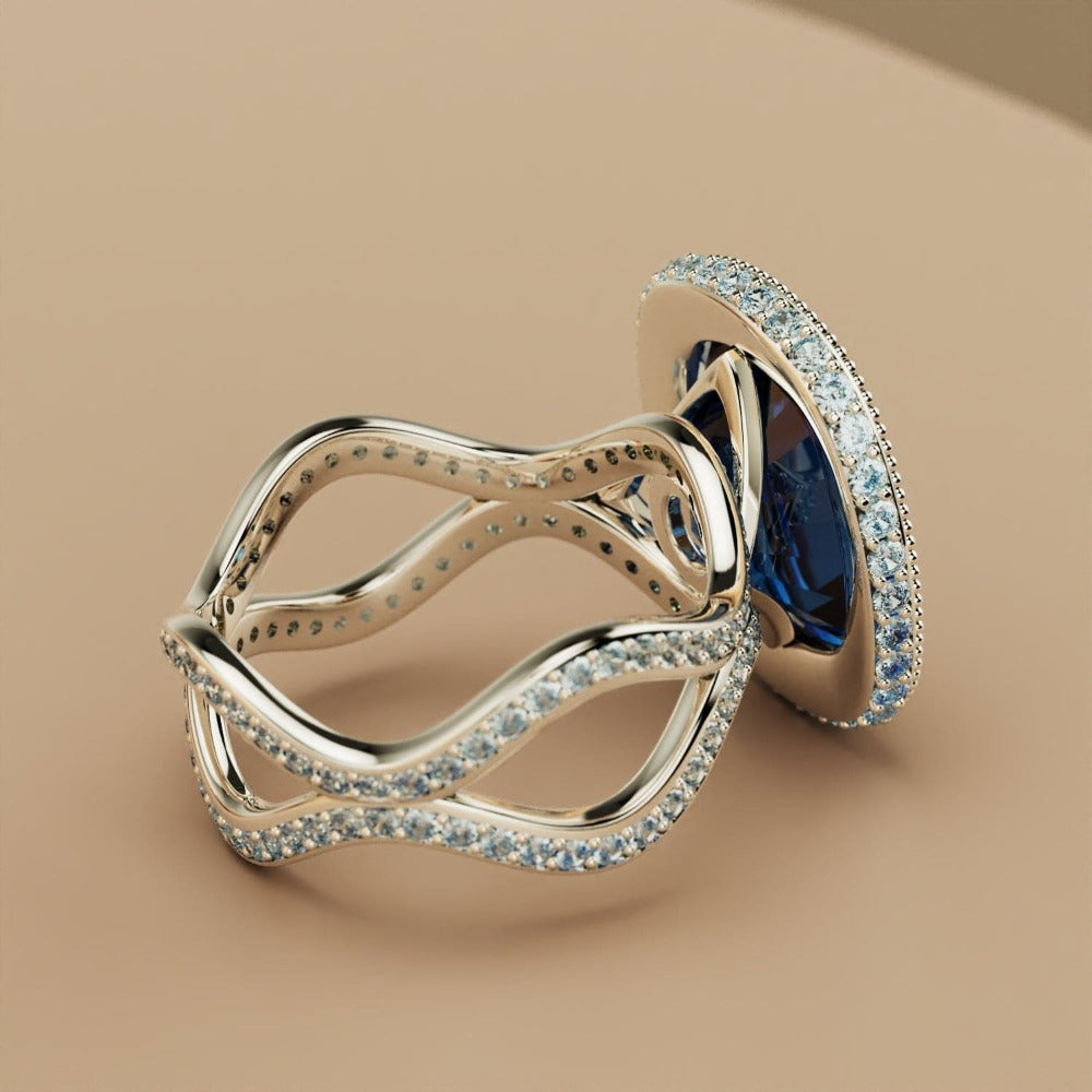 Essence Saphir: Bague Infini Taille Opale - Argent Sterling S925