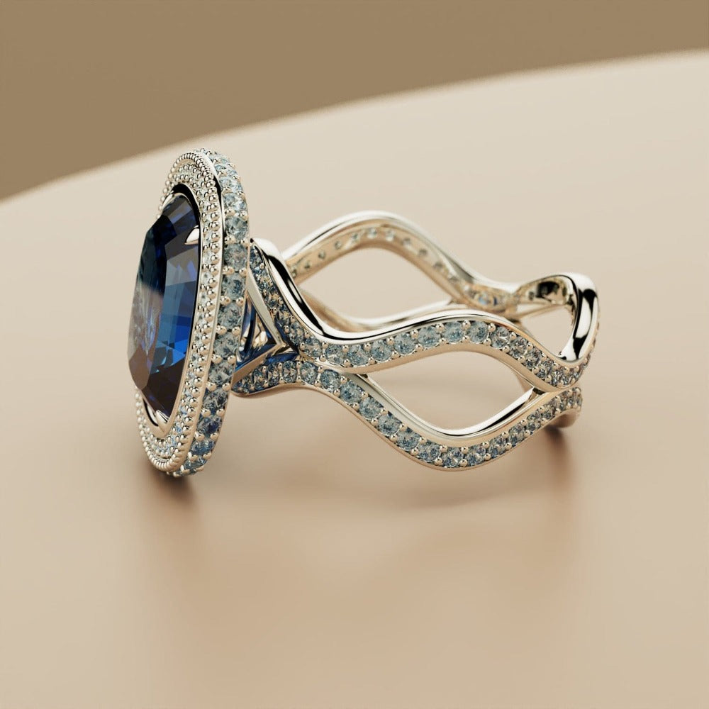 Essence Saphir: Bague Infini Taille Opale - Argent Sterling S925
