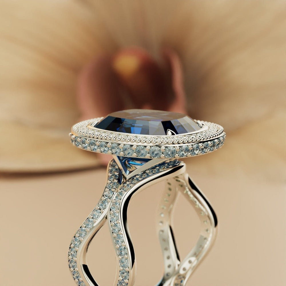 Essence Saphir: Bague Infini Taille Opale - Argent Sterling S925