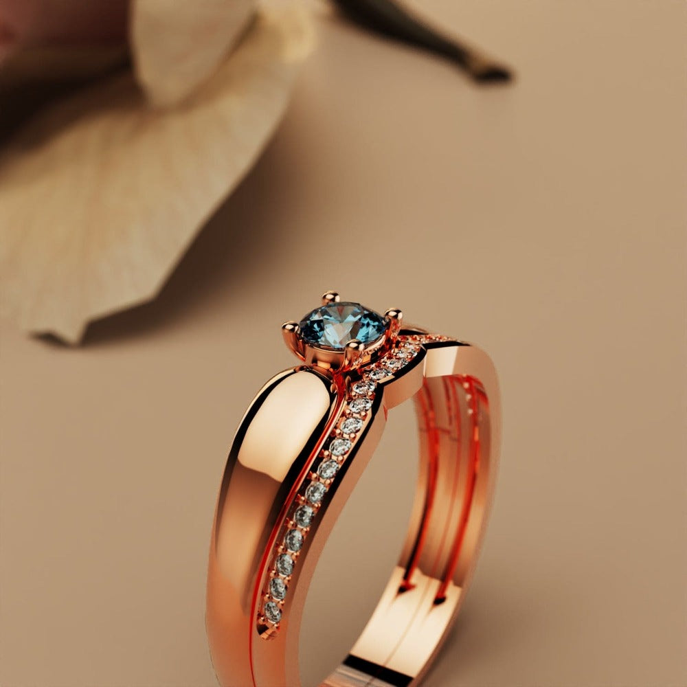 Éclat Royal : Bague 2 Pièces Diadème - Vermeil Or Rose 18K