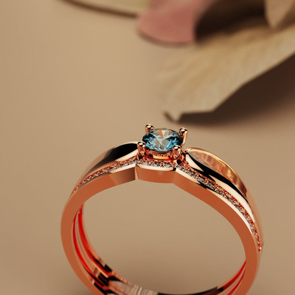 Éclat Royal : Bague 2 Pièces Diadème - Vermeil Or Rose 18K