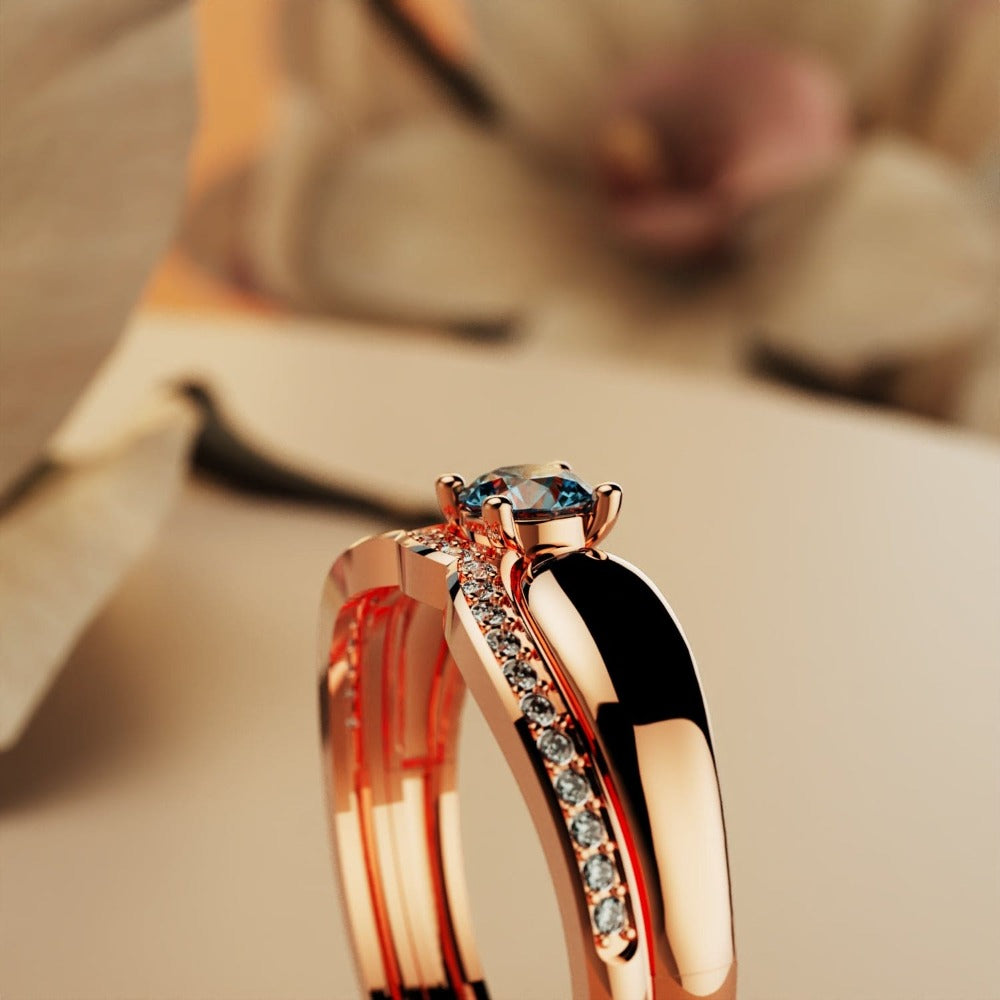 Éclat Royal : Bague 2 Pièces Diadème - Vermeil Or Rose 18K