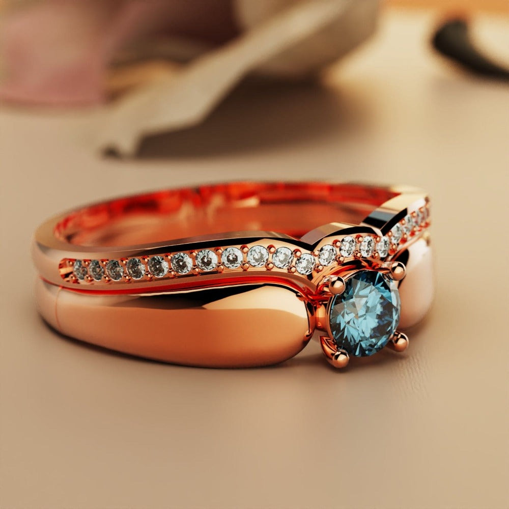 Éclat Royal : Bague 2 Pièces Diadème - Vermeil Or Rose 18K