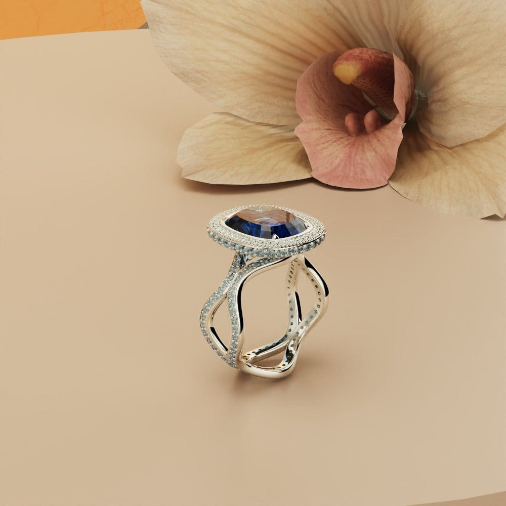Essence Saphir: Bague Infini Taille Opale - Argent Sterling S925