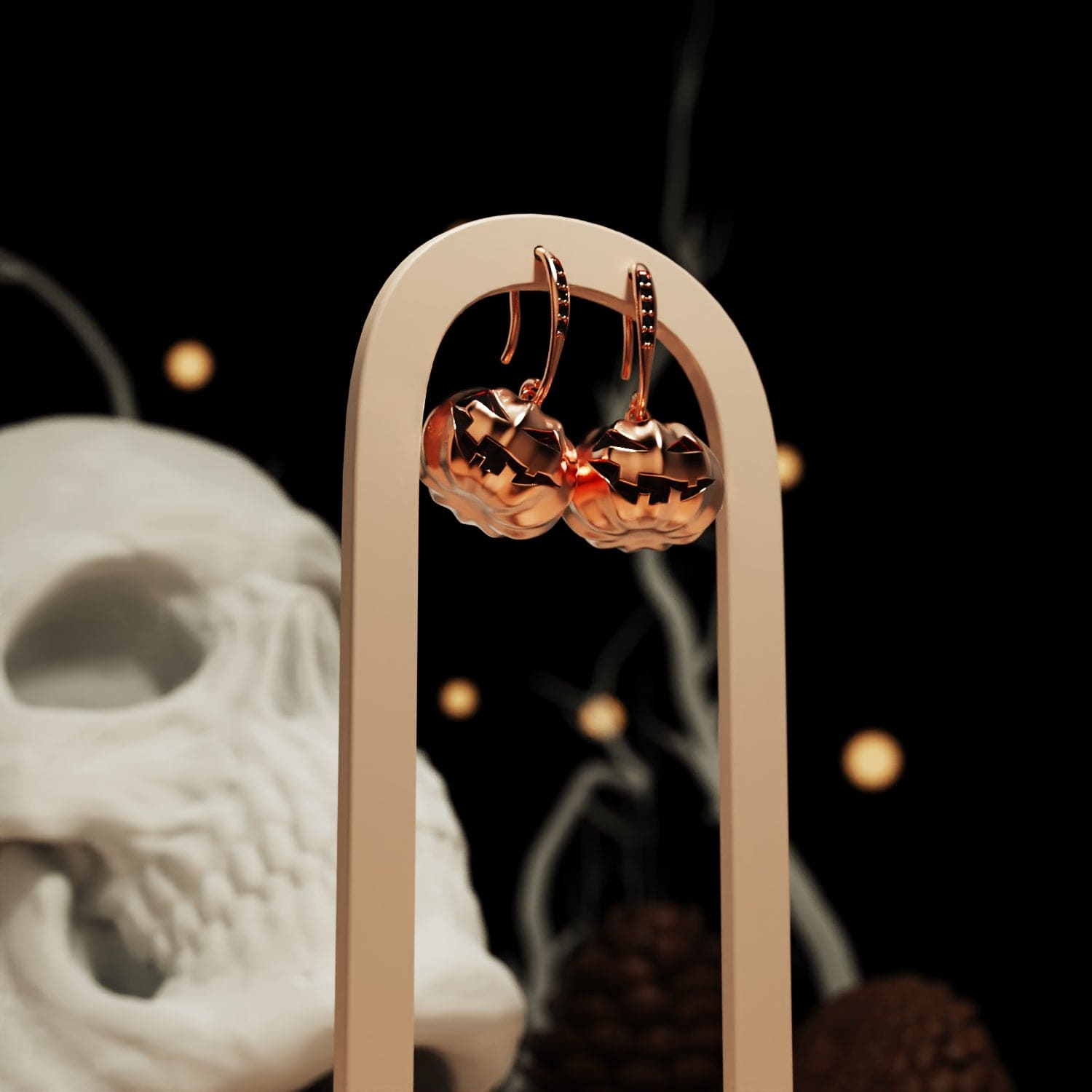 Boucles d'oreilles citrouille Halloween Éclat Minuit avec diamants éthiques