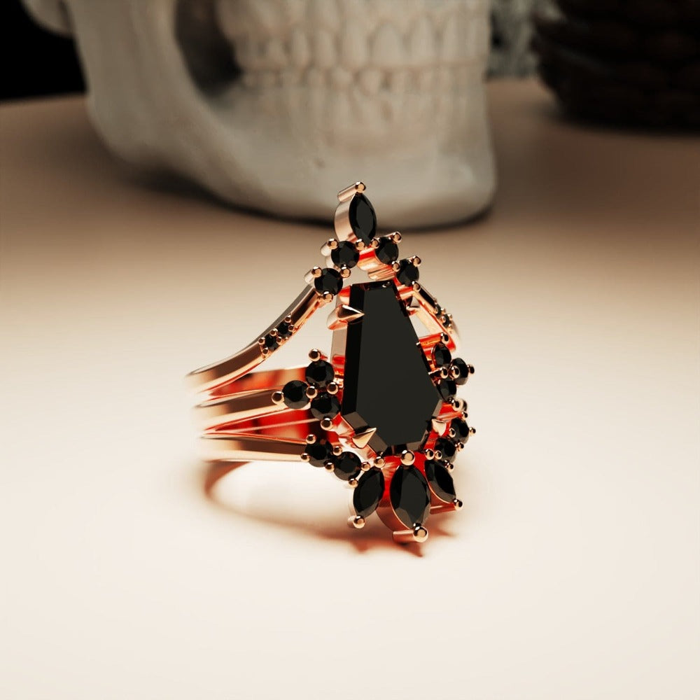 Twilight Mistress - Gothic Elegance Ring with Black Ethical Diamonds