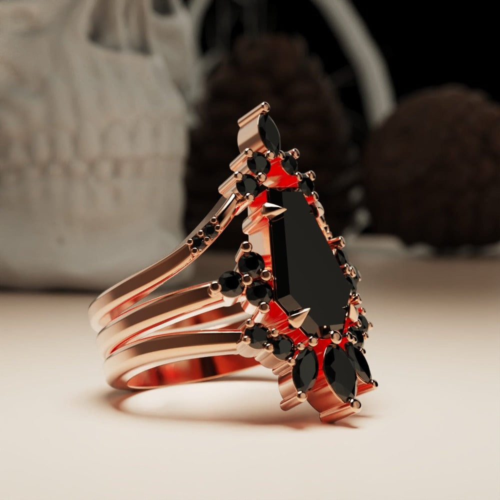 Twilight Mistress - Bague Gothique Élégance avec Diamants Noirs Éthiques