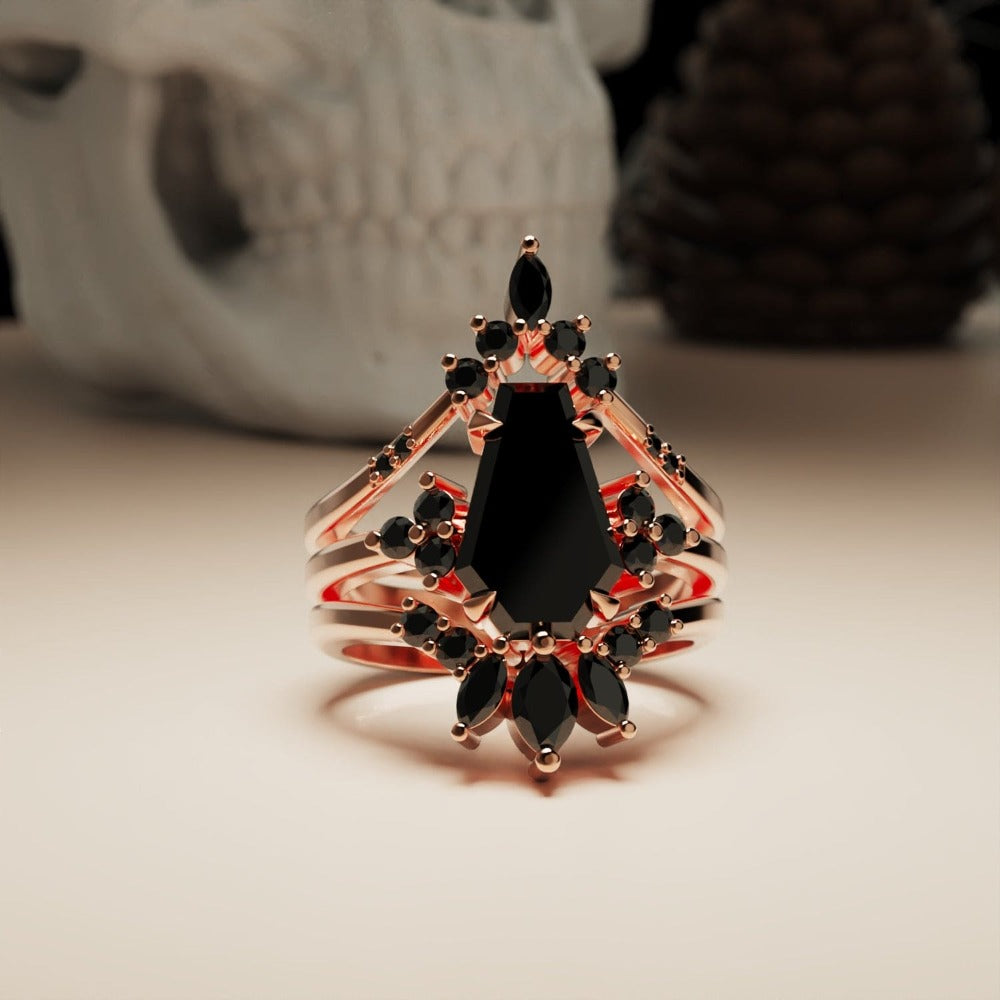 Twilight Mistress - Bague Gothique Élégance avec Diamants Noirs Éthiques