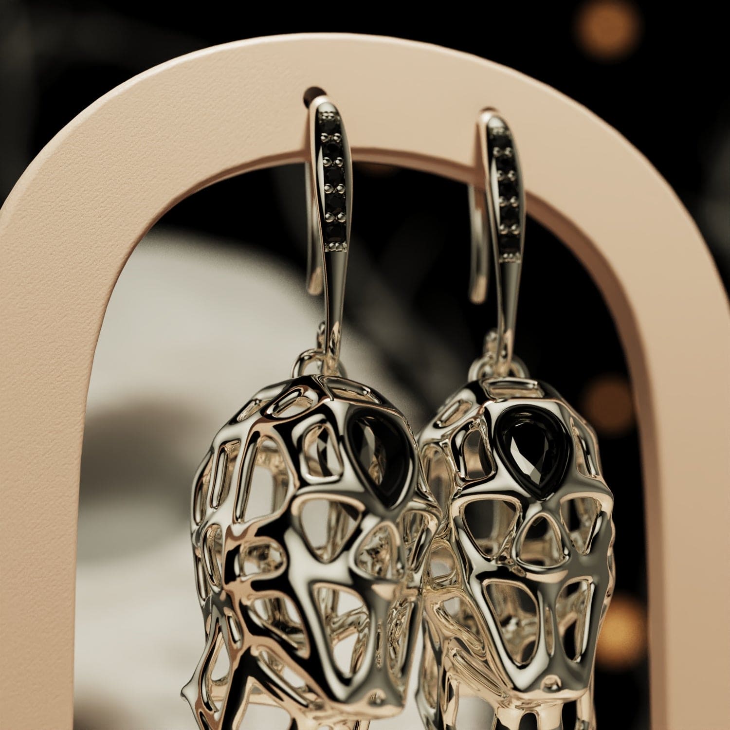 Nocturnal Purity - Boucles d'oreilles Halloween Crâne Diamants Éthiques - 1 Paire