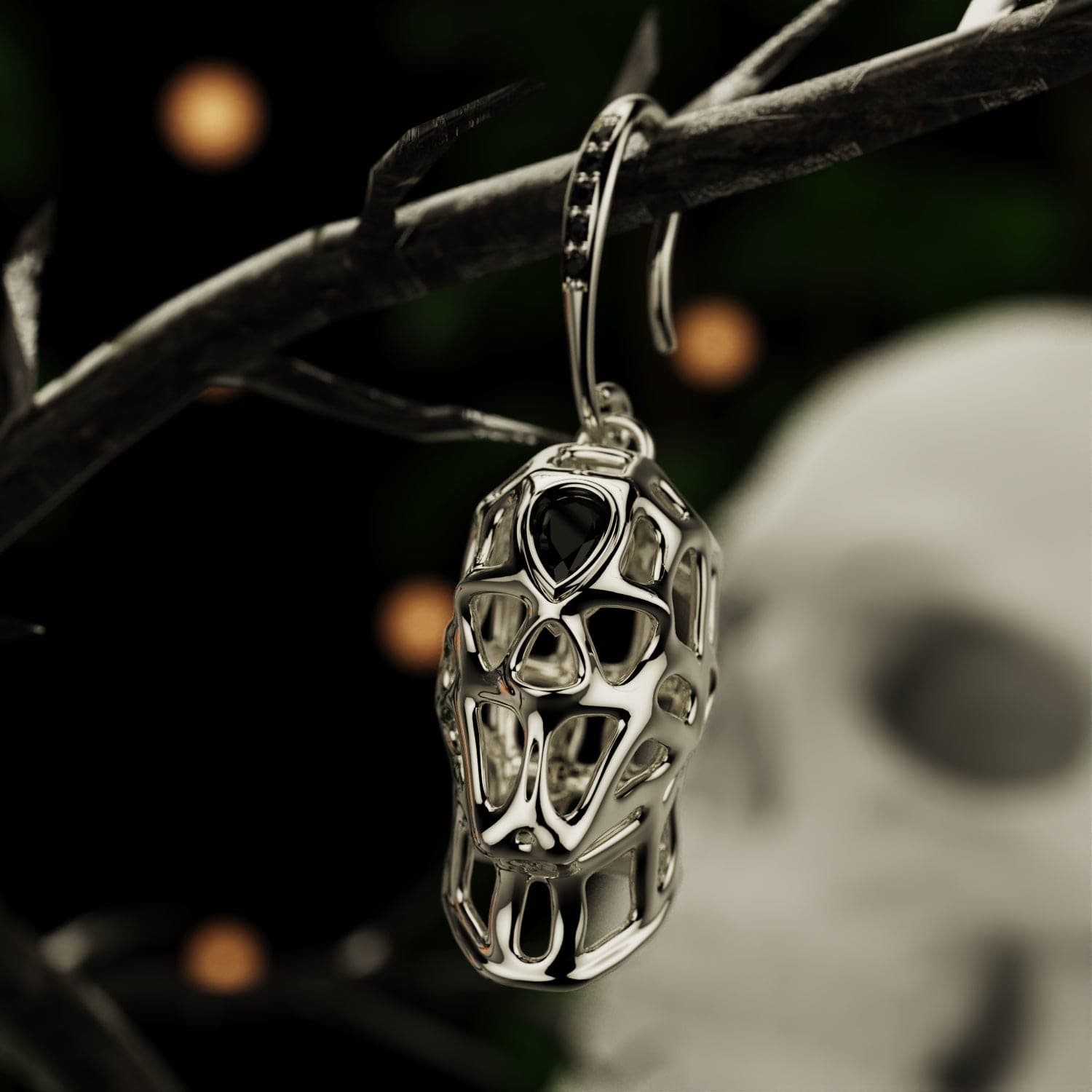 Nocturnal Purity - Boucles d'oreilles Halloween Crâne Diamants Éthiques - 1 Paire