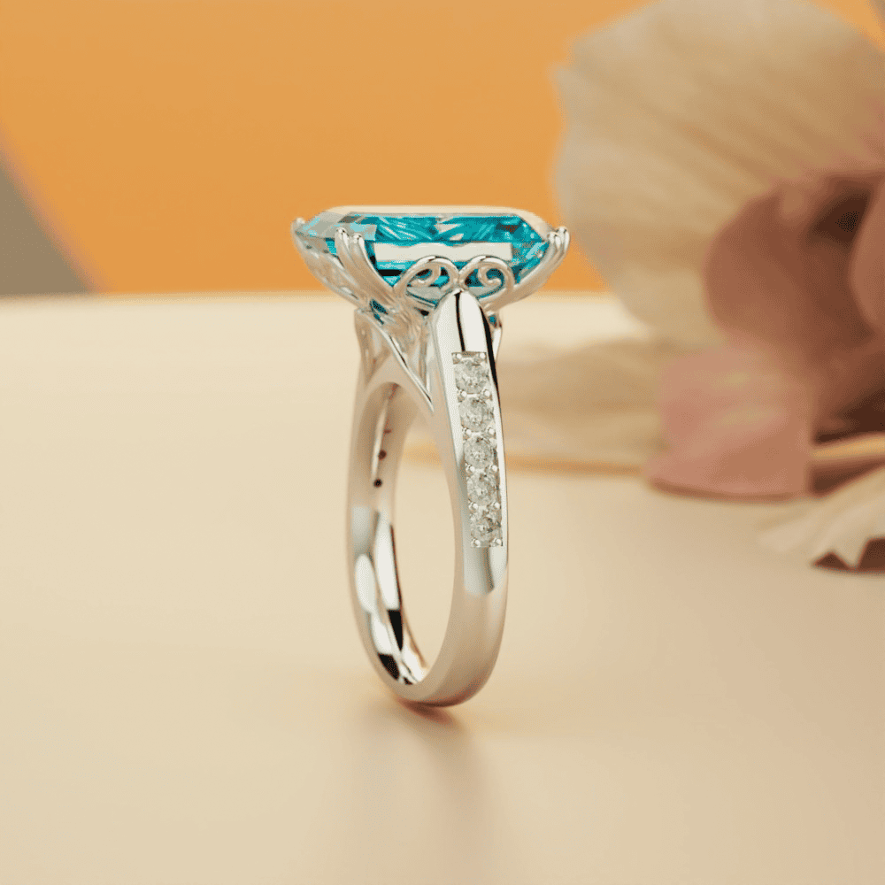 Aqua Dream: Bague Aigue-Marine Taille Émeraude - Argent Sterling S925