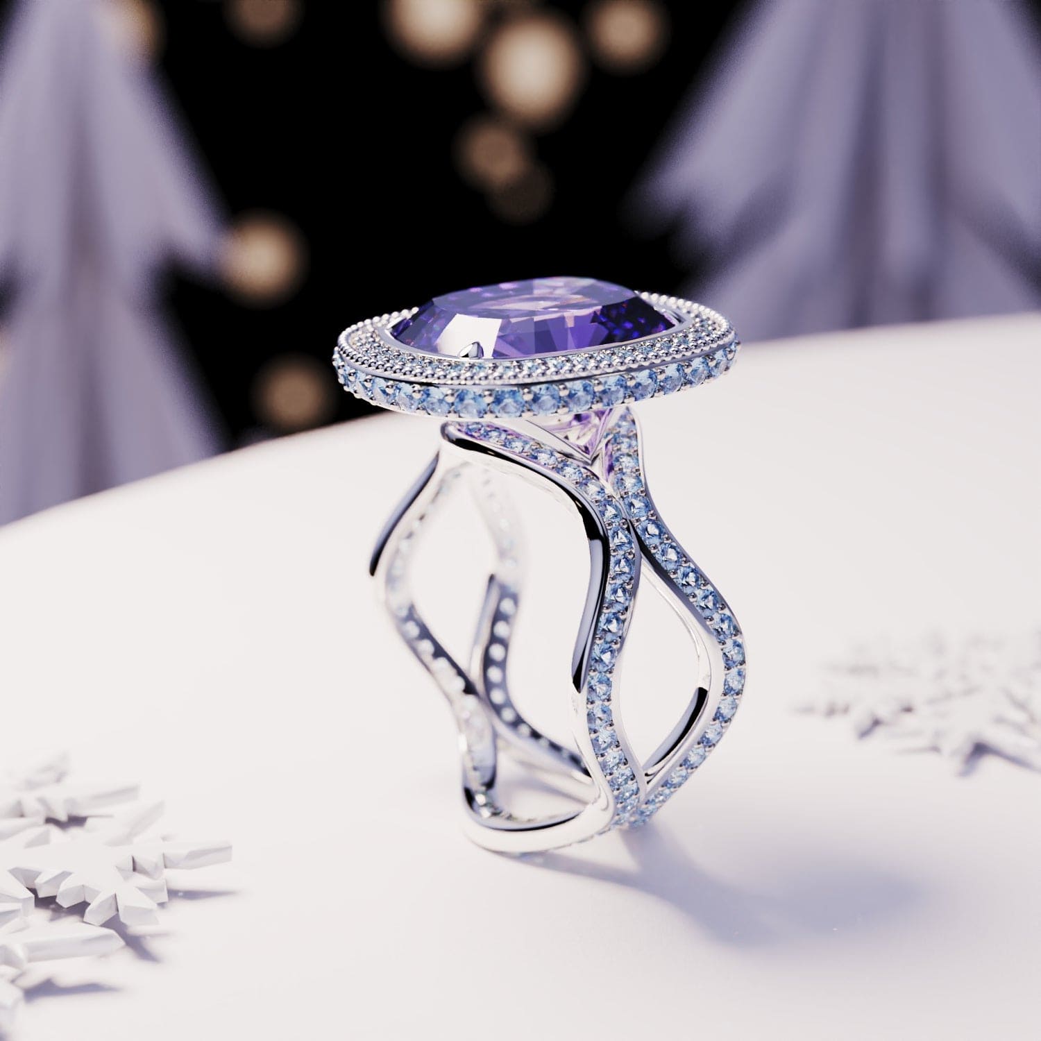 Amethyst Essence: Bague Améthyste Éthique Taille Opale - Argent Sterling S925