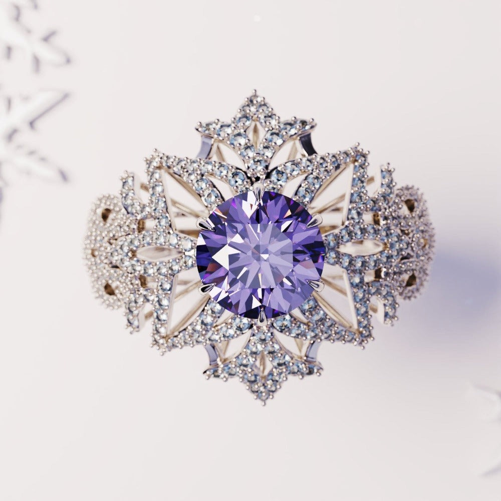 Amethyst Essence: Bague Améthyste Taille Ronde - Argent Sterling S925