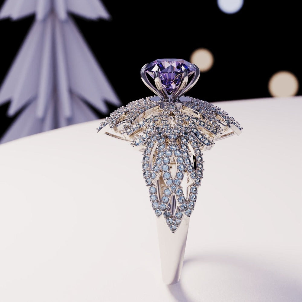 Amethyst Essence: Bague Améthyste Taille Ronde - Argent Sterling S925