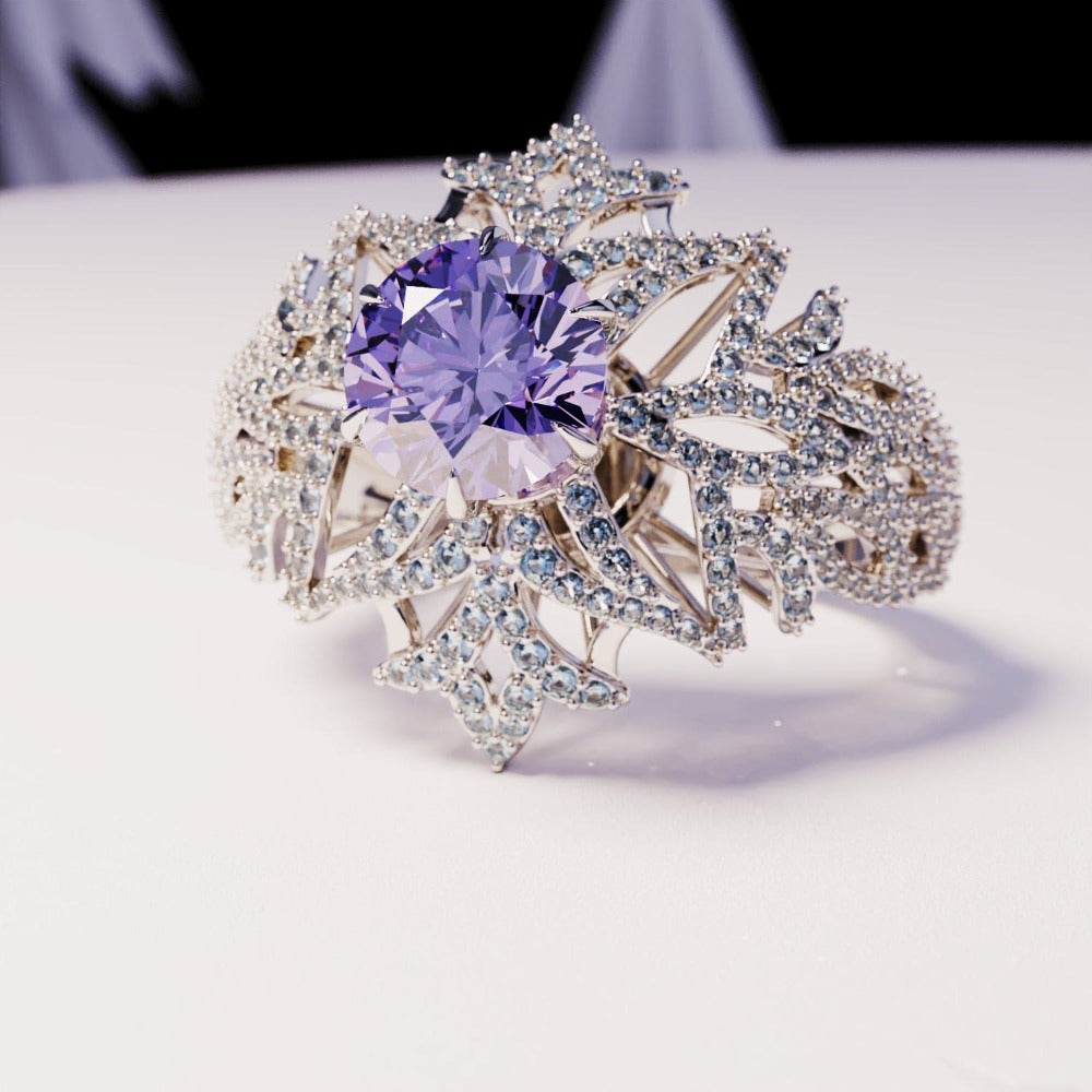Amethyst Essence: Bague Améthyste Taille Ronde - Argent Sterling S925