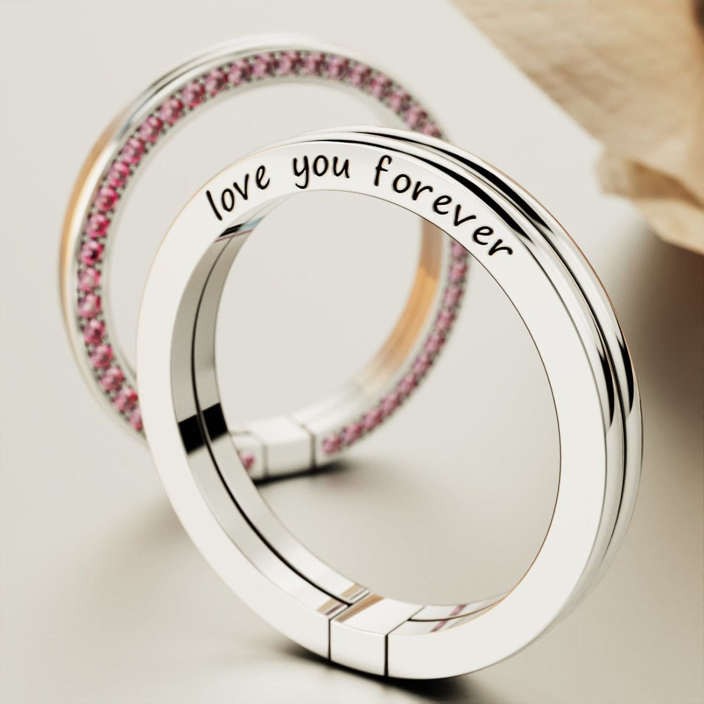 Bague Argent Pliable Personnalisée "Je T'aimerai Toujours"