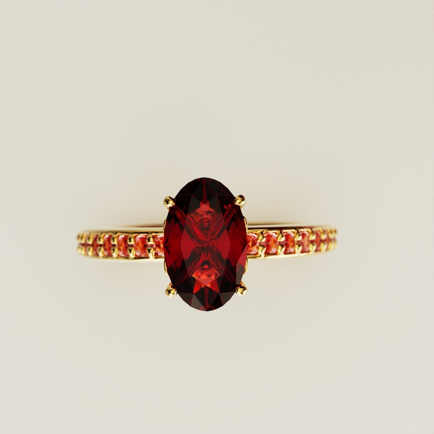 Élégance Pourpre : Bague Éternité Ovale - Vermeil Or 18K