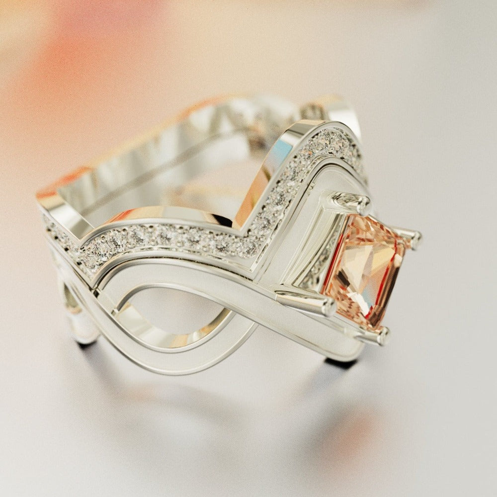 The Snow Wave: Fire's Heart Ensemble Bague 2 Pièces - Argent Sterling S925