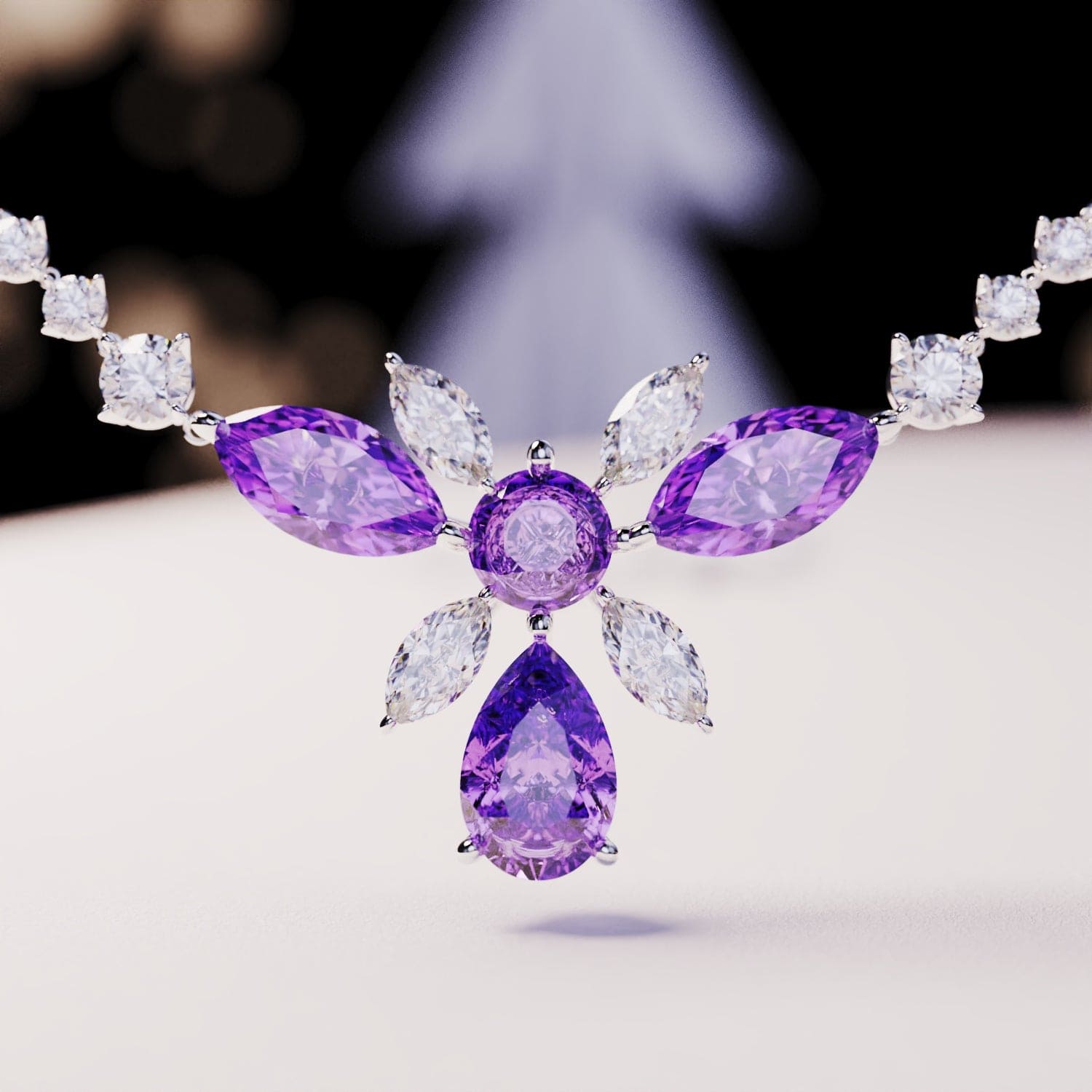 Blossom : Collier Floral Taille Brillant - Argent Sterling S925