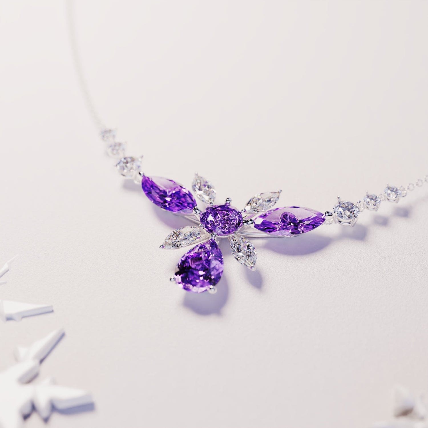 Blossom : Collier Floral Taille Brillant - Argent Sterling S925