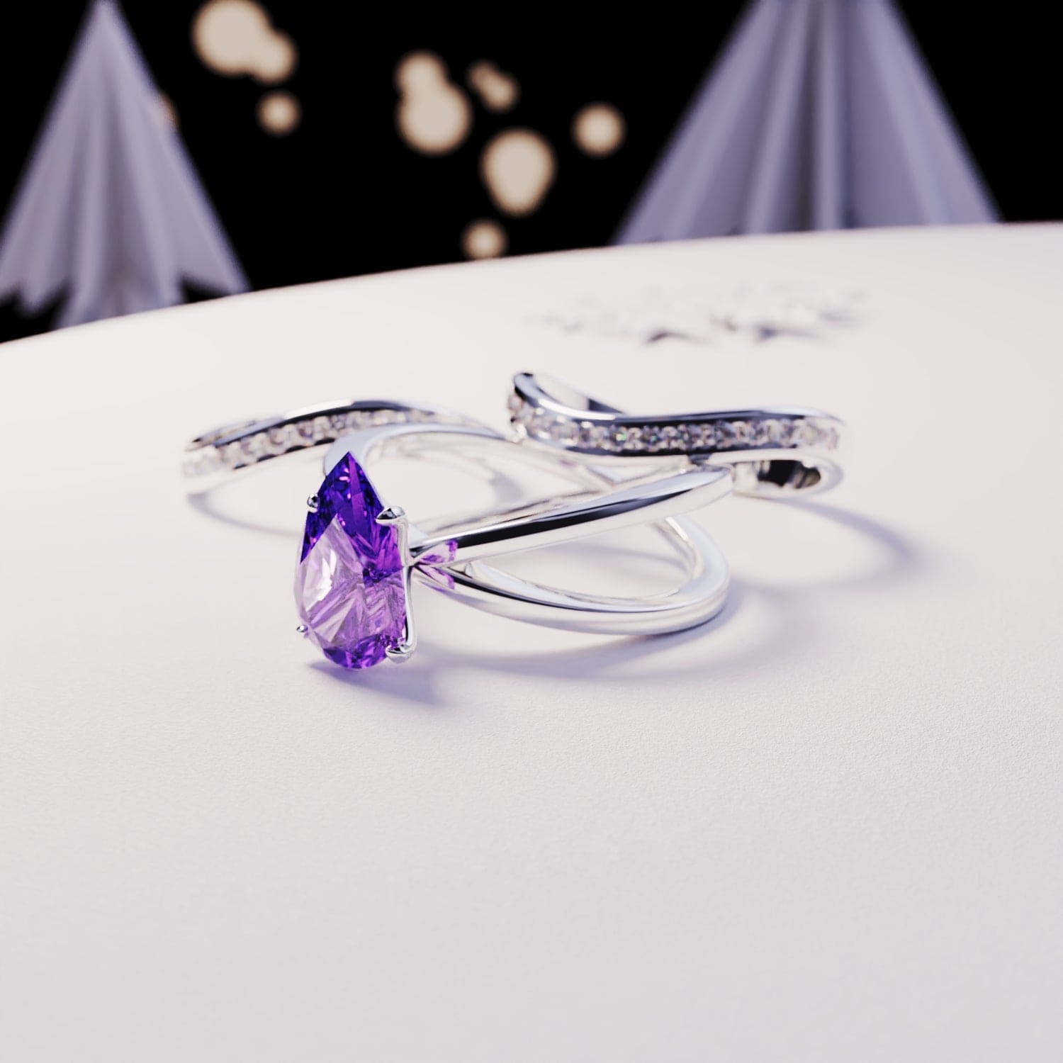 La Mariée : Ensemble Triple 3-en-1 Bague Améthyste - Argent Sterling S925