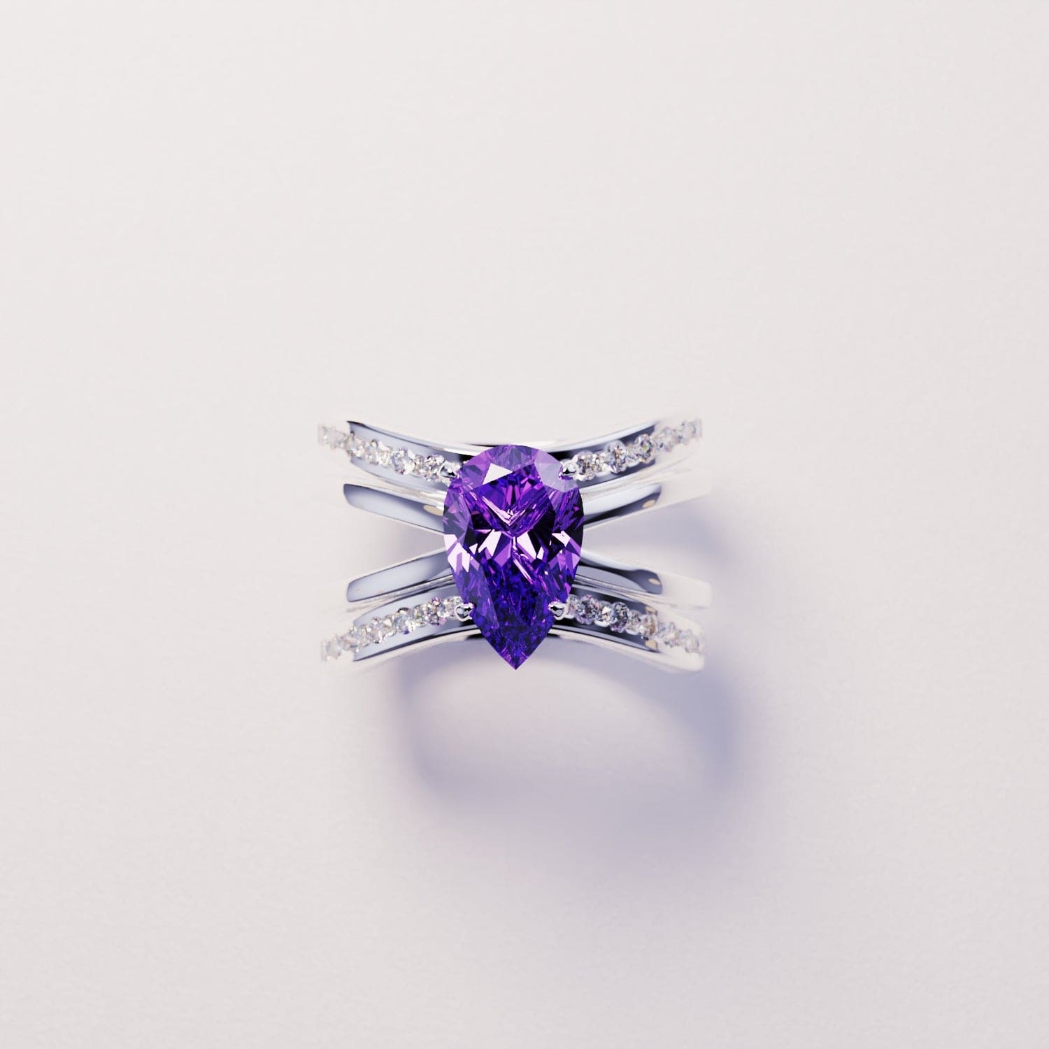 La Mariée : Ensemble Triple 3-en-1 Bague Améthyste - Argent Sterling S925