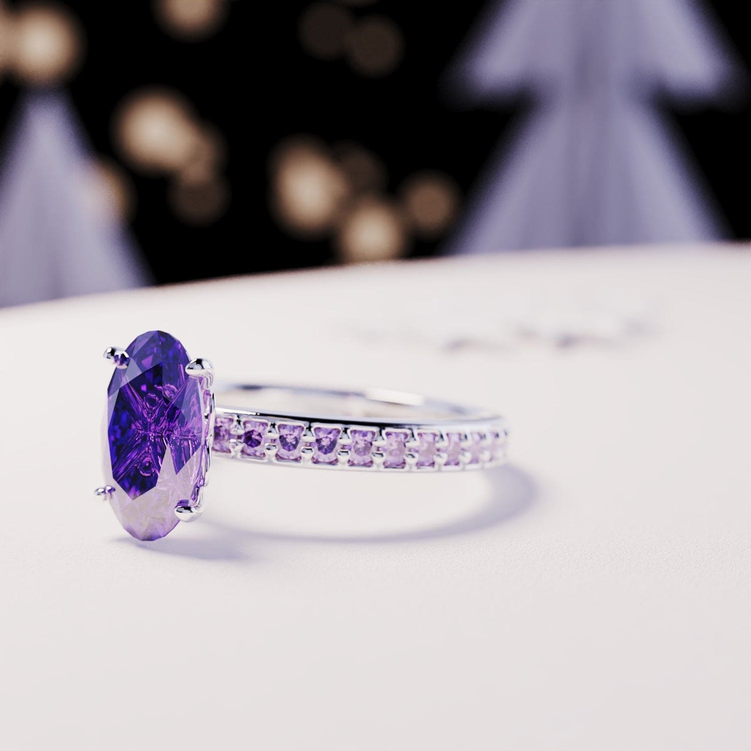 Lumine Grace : Bague Améthyste Ovale - Argent Sterling S925