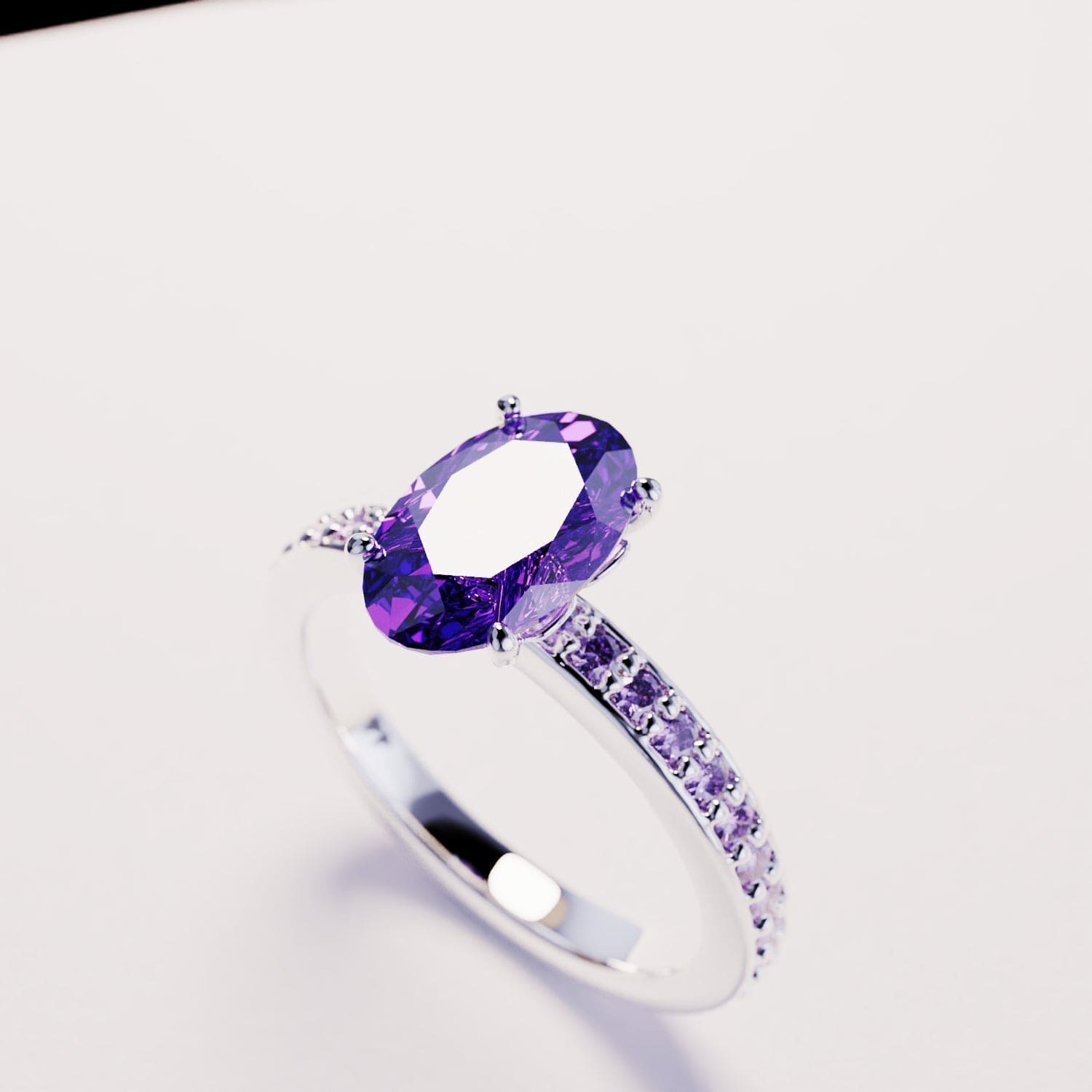 Lumine Grace : Bague Améthyste Ovale - Argent Sterling S925