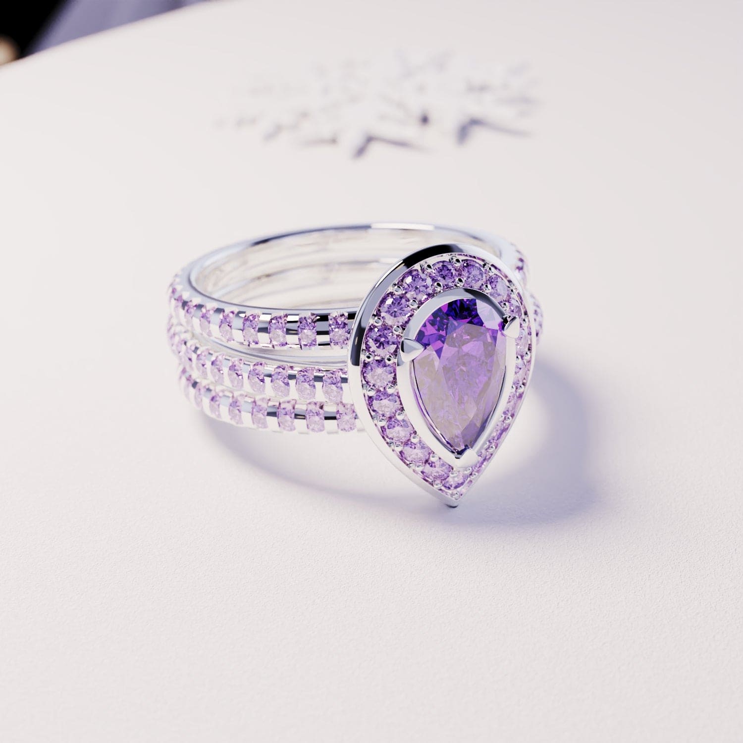 Violet Tear: Bague Améthyste Taille Poire - Argent Sterling S925