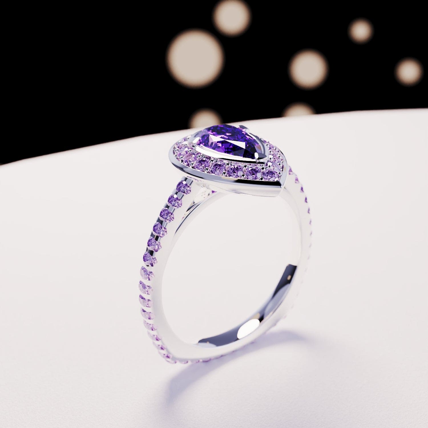 Violet Tear: Bague Améthyste Taille Poire - Argent Sterling S925