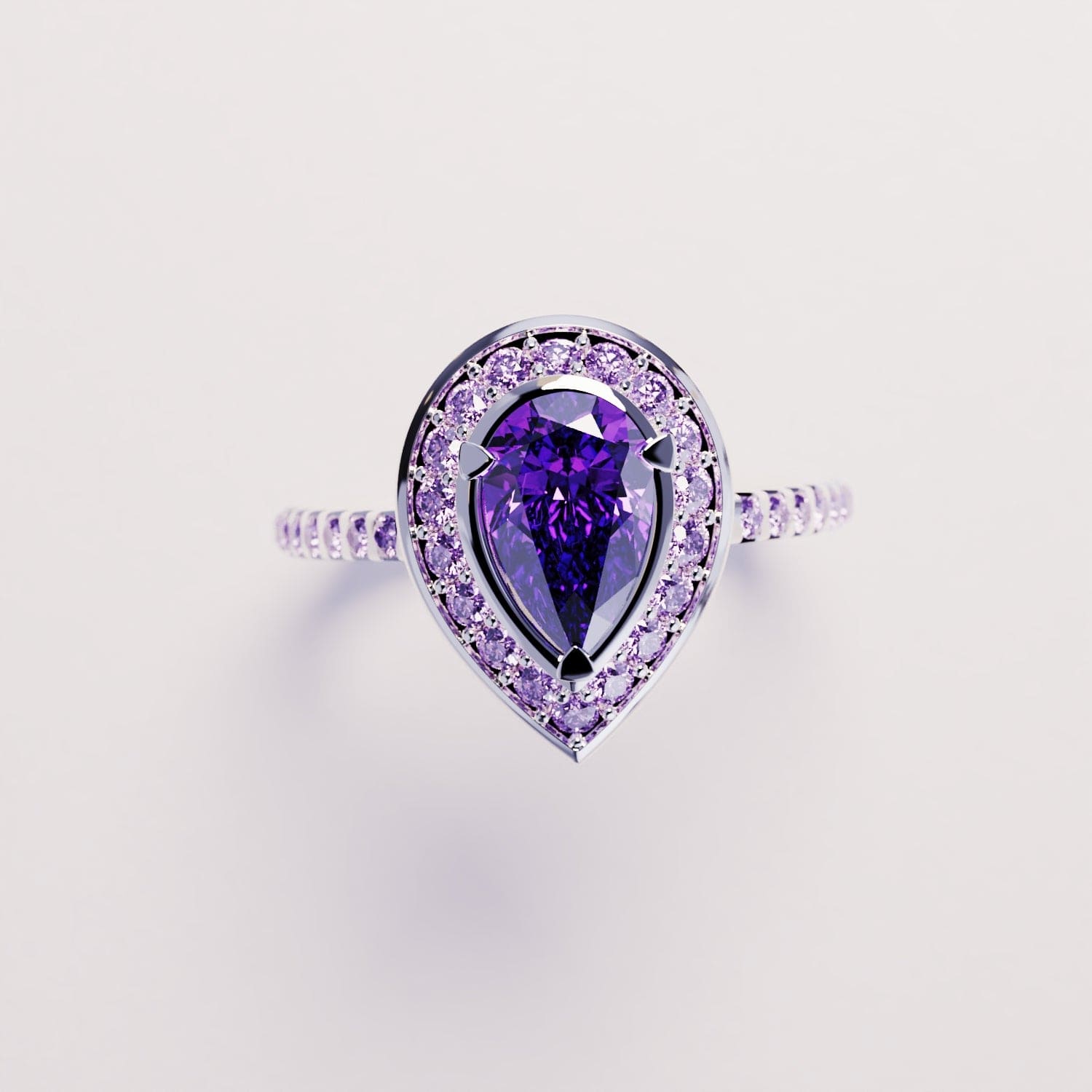 Violet Tear: Bague Améthyste Taille Poire - Argent Sterling S925