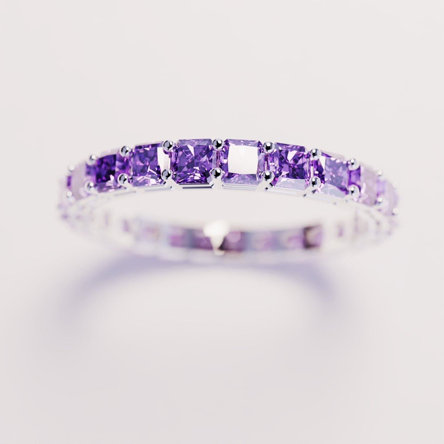 The Eternity: Amethyst Channel Ring - S925 Sterling Silver