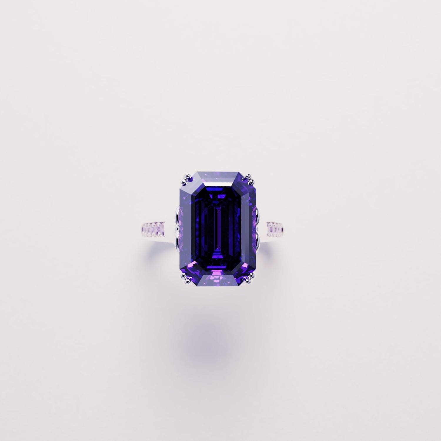 Violet Dream: Bague sculptée taille émeraude - Argent Sterling S925