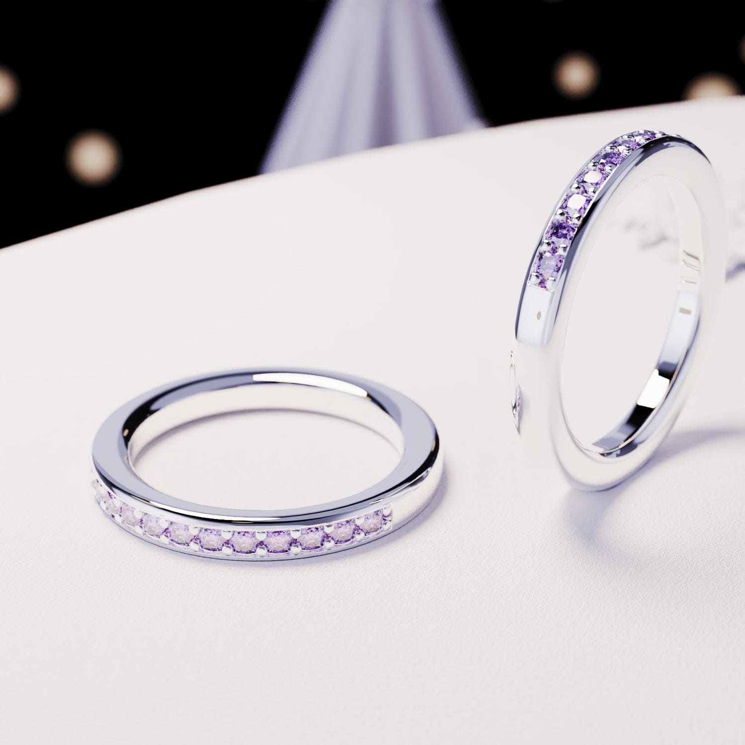 La Promesse : Bague Éternité Améthyste - Argent Sterling S925