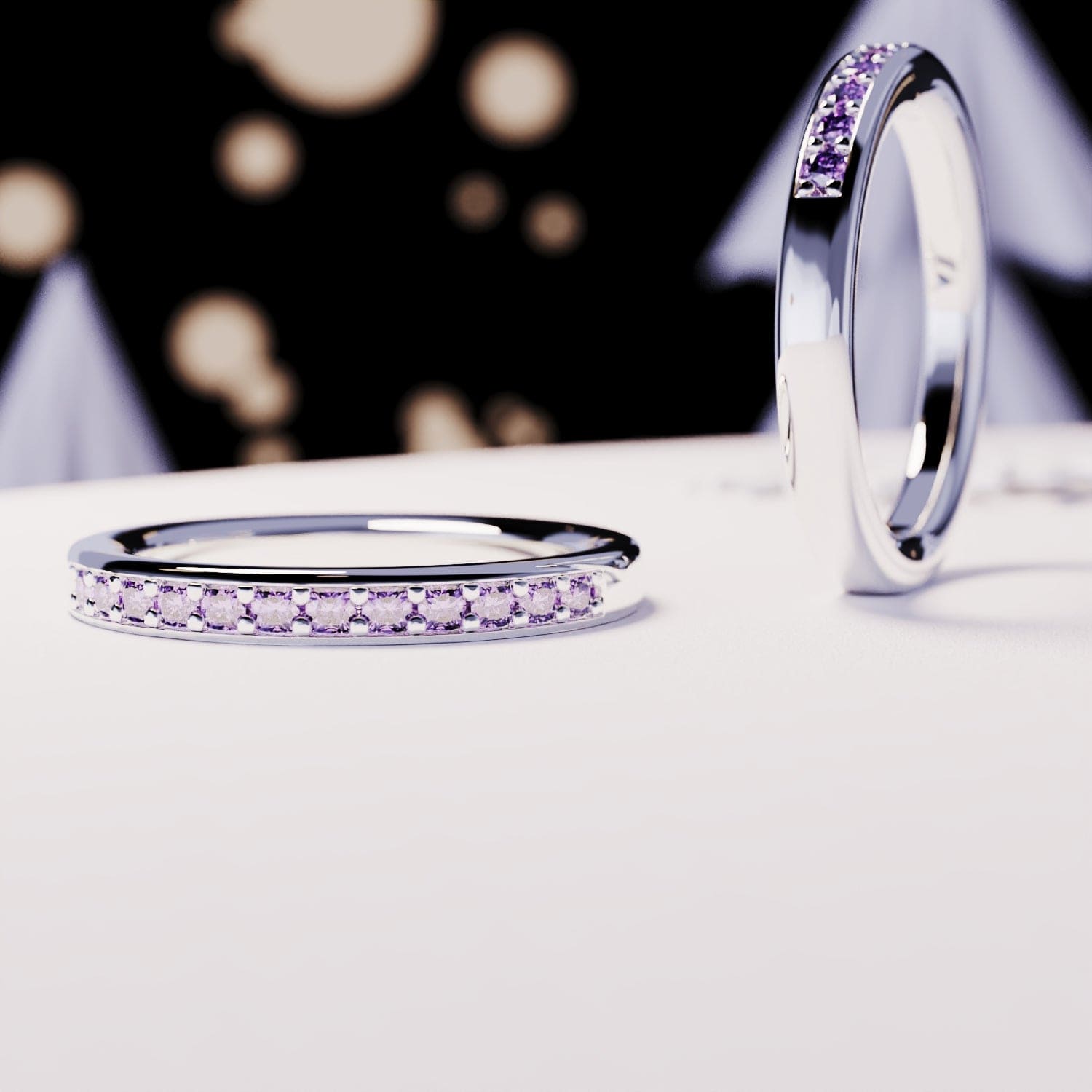 La Promesse : Bague Éternité Améthyste - Argent Sterling S925