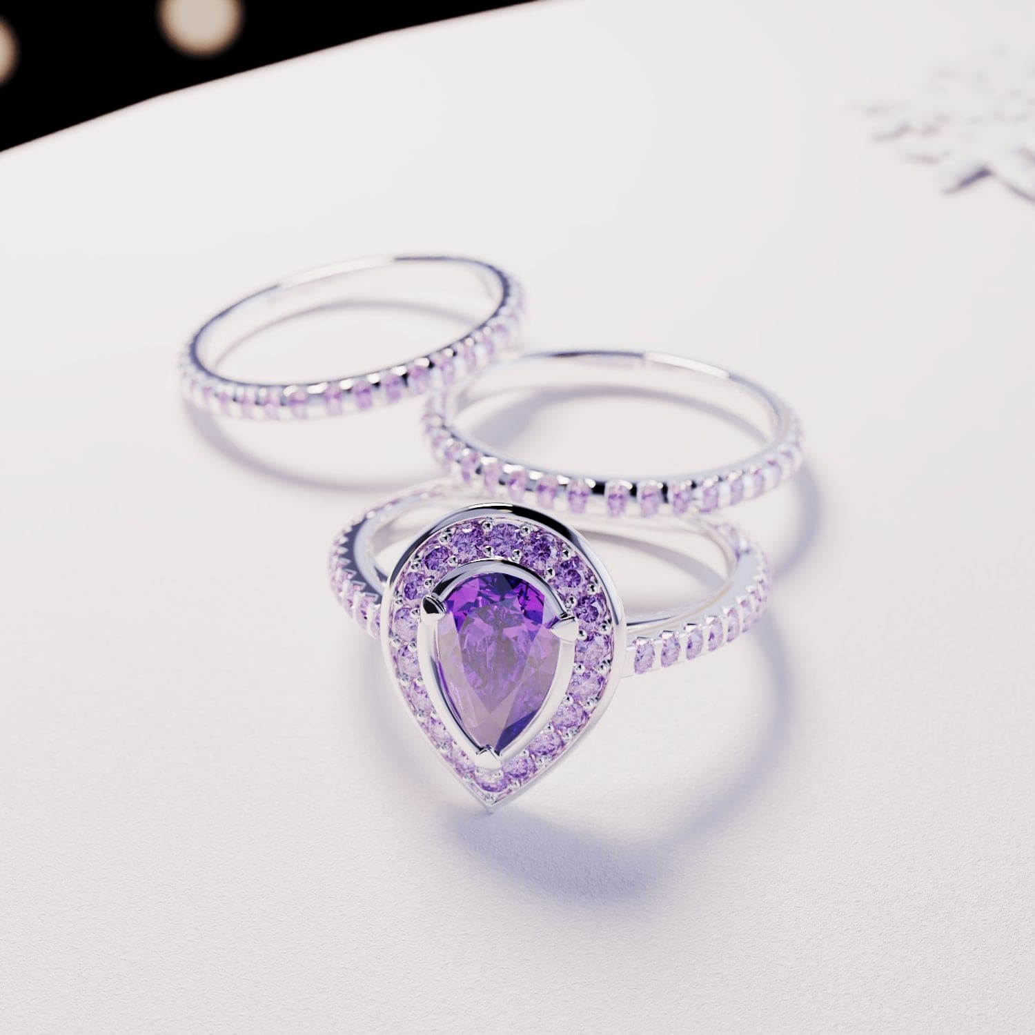 Violet Tear: Bague Améthyste Taille Poire - Argent Sterling S925