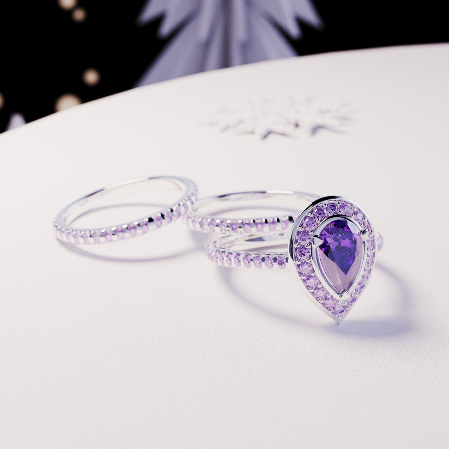 Violet Tear: Bague Améthyste Taille Poire - Argent Sterling S925