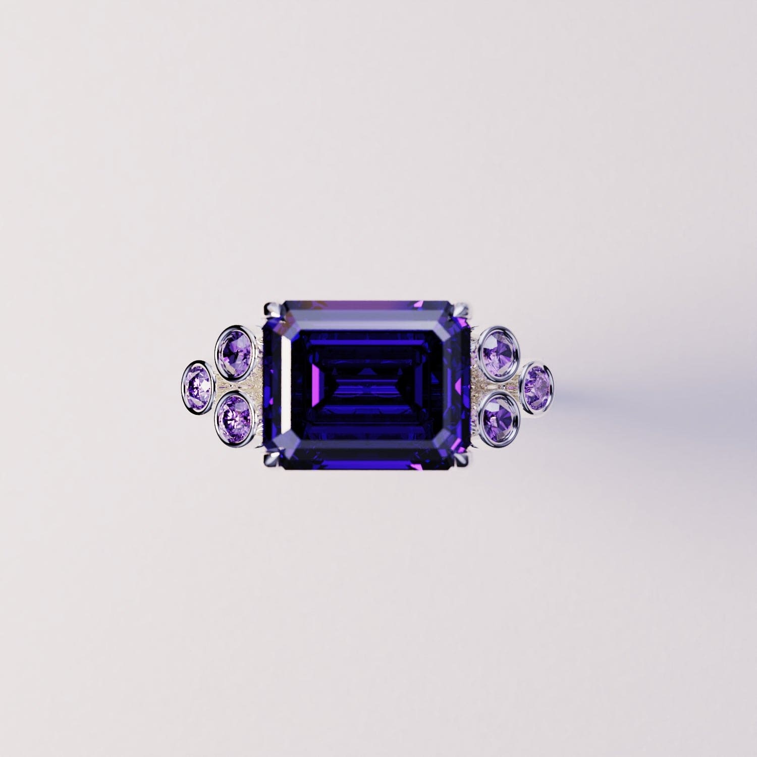Violet Love : Ensemble de trois bagues taille émeraude - Argent sterling S925