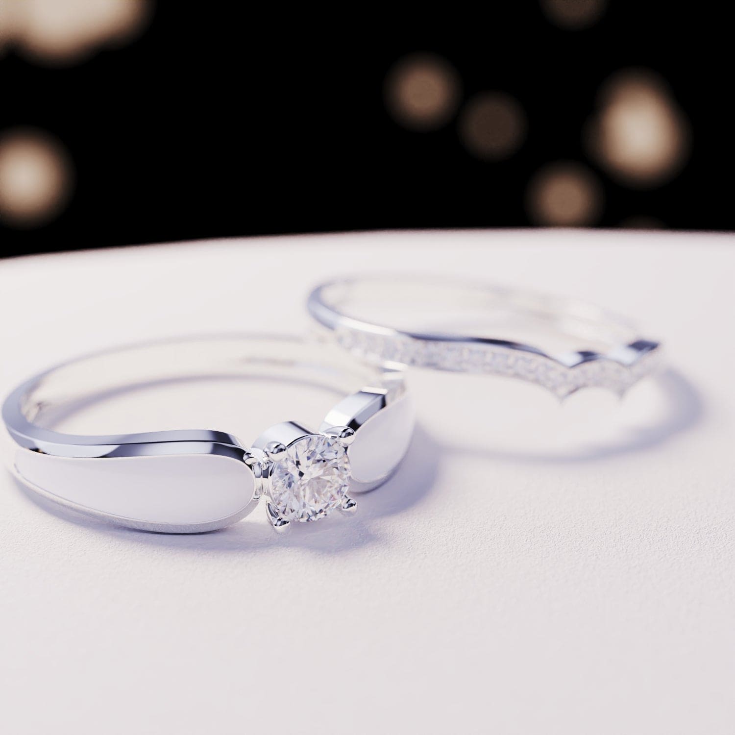 Lagon de Neige : Ensemble de 2 bagues - Argent Sterling S925