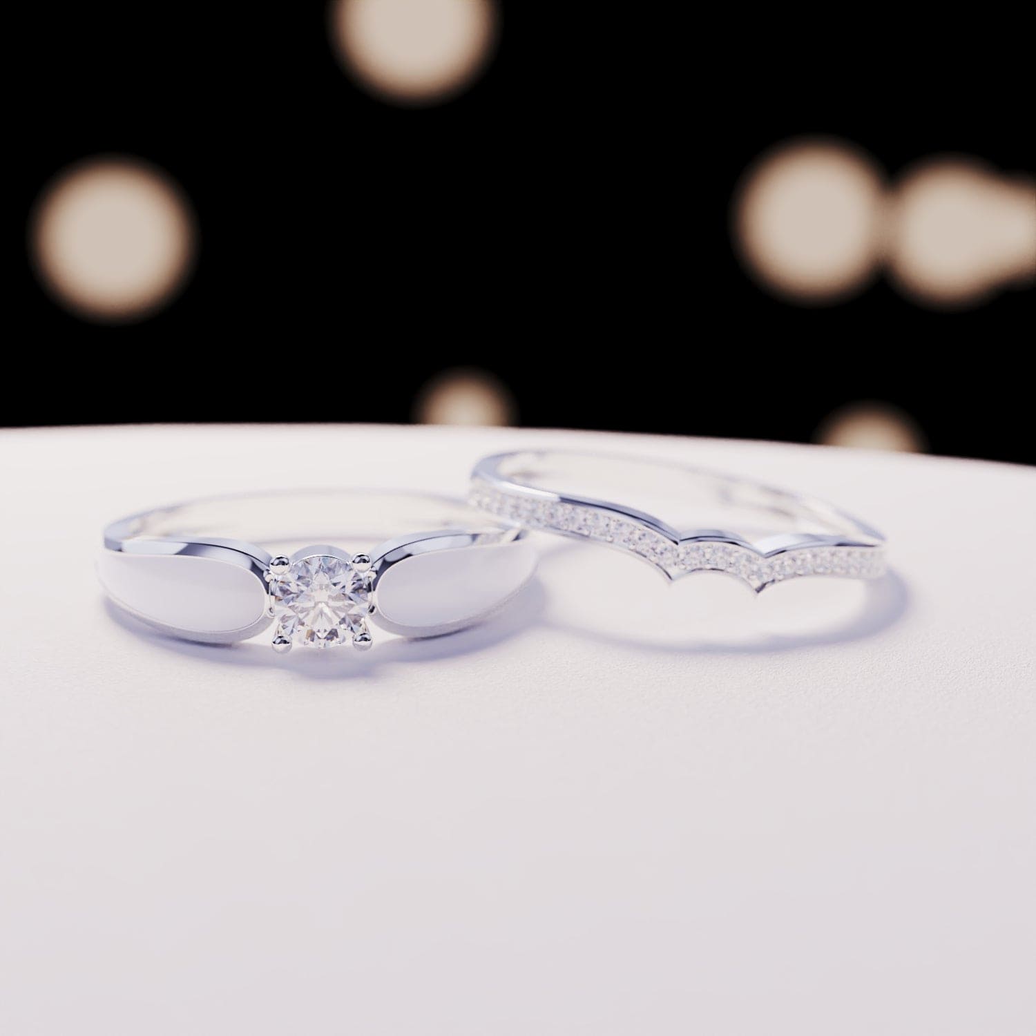 Lagon de Neige : Ensemble de 2 bagues - Argent Sterling S925