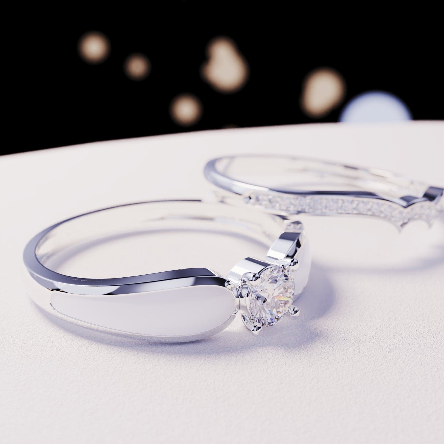 Lagon de Neige : Ensemble de 2 bagues - Argent Sterling S925