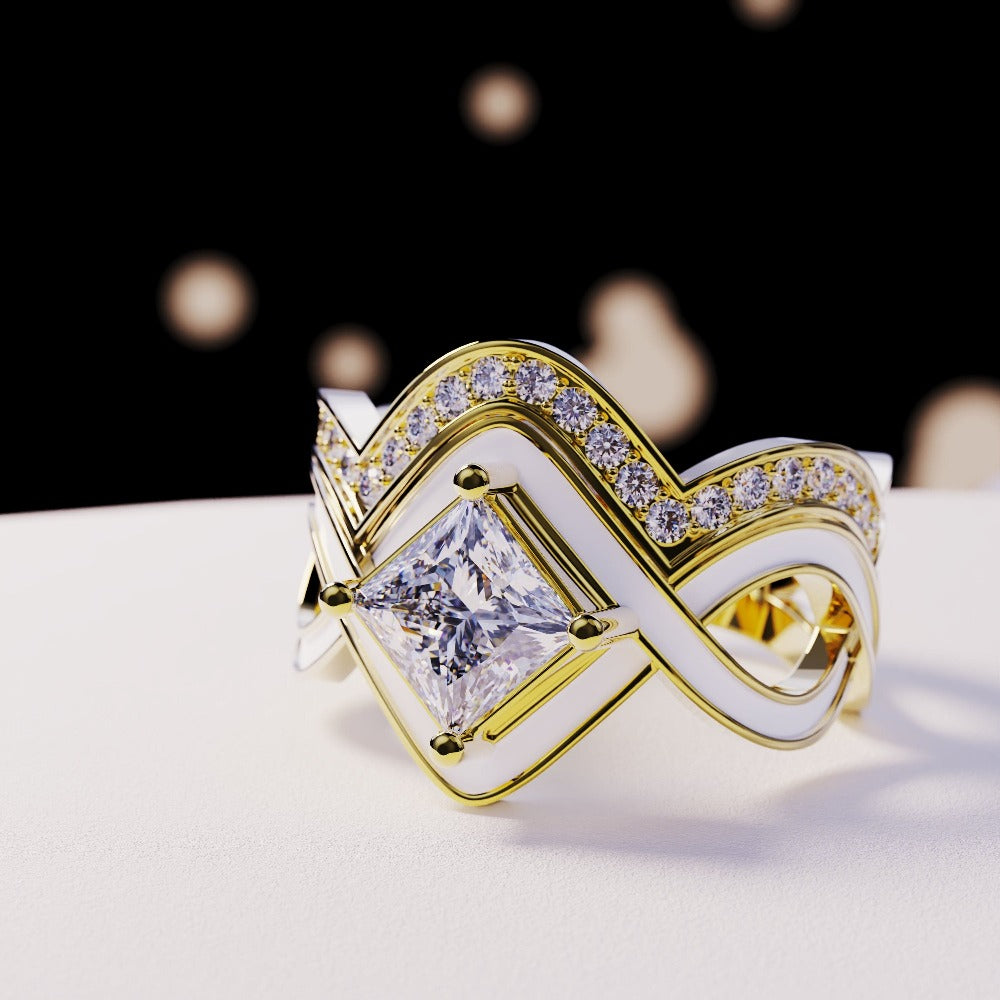 The Snow Wave: Diamond 2-Piece Set Ring - 18K Gold Vermeil