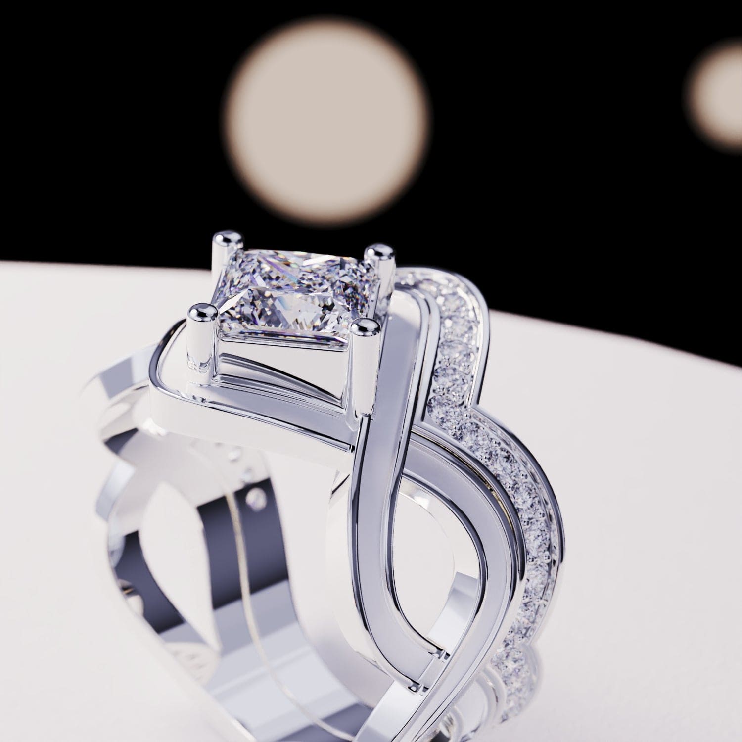 L'Onde de Neige : Ensemble de 2 Bagues - Argent Sterling S925